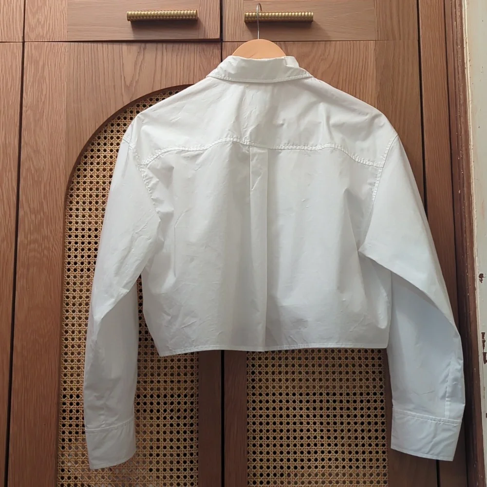 NWT Sandro Cropped Button Up Top With Bow Detail | White | Size Medium - Picture 3 of 6